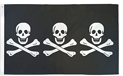 AZ FLAG Flagge Pirat Christopher Condent 150x90 cm Polyester 100D 2 Ösen | Für innen und außen Piraten Totenkopf dekorative Flagge doppelte Nähte und verstärkte Kanten mit Metallösen 100D Polyester
