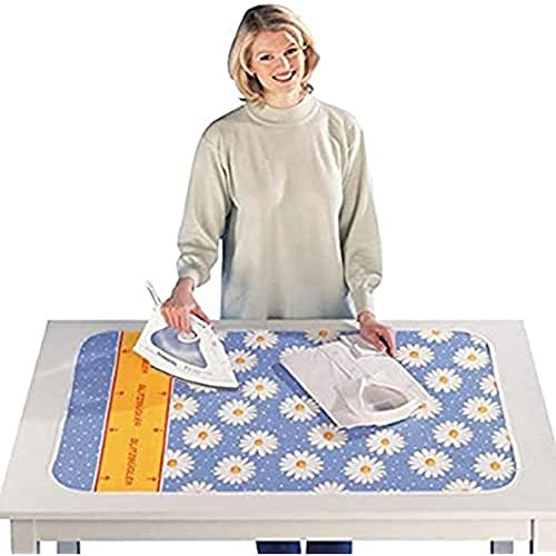 WENKO Bügeldecke Margie blau - Blitzbügler®-Zone, 4 mm Komfortpolsterung, Baumwolle, 100 x 65 cm