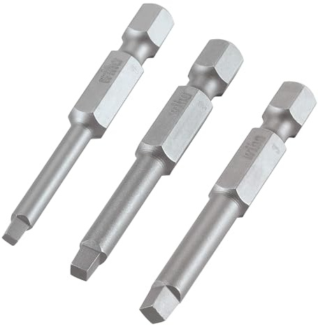 Trend Snappy 3-Pack Robertson Square Drive Bits Set, 50mm Length, Quick Chuck Compatible, Sizes No.1, No.2, No.3, SNAP/SQ/123, Silver