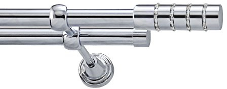 Your Home Online Metal Double Extendable Curtain Pole Polished Chrome 19mm & 19mm Barrel Finial (2m - 3m)
