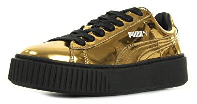 Puma Basket Creepers Metallic 2 Women's Sneakers, Gold/Gold/Black, 23.5 cm
