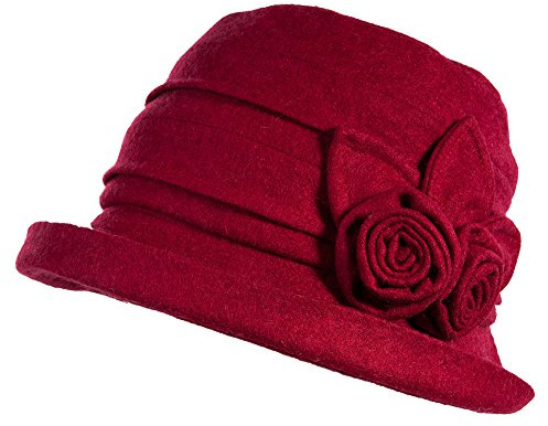 Fancet Ladies Wool Bucket Hat Winter 1920s Vintage Cloche Bowler Hat Fashionable Derby Church Hats for Women