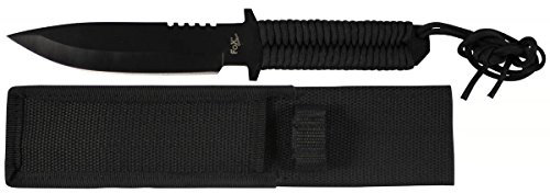 MFH Messer mit feststehender Klinge Schwarz Angelmesser Jagdmesser Trapper Outdoormesser Ritter Mittelalter Survival