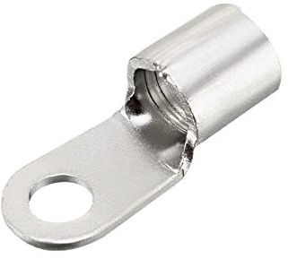 sourcing map Copper Wire Lugs,8AWG RNB22-6S,Bolt Hole,Battery Cable Ends Eyelets Crimp Tubular Ring Terminals Connectors Silver Tone 10Pcs