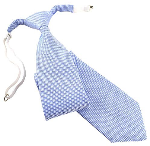 TigerTie Kinderkrawatte Pique in hellblau-weiss gemustert - vorgebunden mit Gummizug