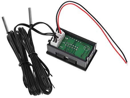ESden Thermomètre étanche à double affichage CC 5 V-80 V 2 capteurs de température NTC 12 V 24 V 72 V pour voiture et moto