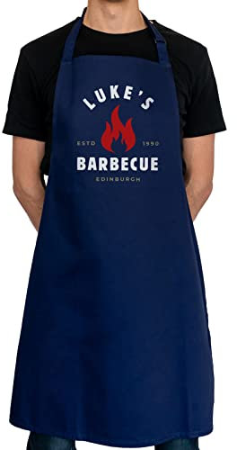 Stickerscape Personalised BBQ Apron (Flame - Navy) | Flame Barbecue Adults Apron for Men | Gifts for Fathers Day, Birthday or Christmas | BBQ Accessories for Dad