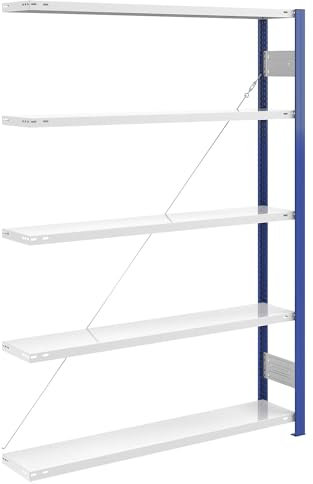 eurokraft | Steckregal | Bauart leicht | einseitig | HxBxT 2000 x 1300 x 300 mm | blau/grau | Anbauregal