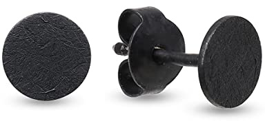 Ohrstecker eismatt rund 925 Silber, Gold, Roségold & Schwarz, 4-10 mm | handgefertigt in Deutschland, nickelfrei, eismatt-flach, fürs 2. Ohrloch, ideal als Geschenk für Damen