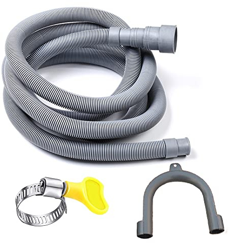 HLMOptimo 13 Feet Universal Washing Machine Drain Hose Flexible Dishwasher Drain Hose Extension Kits Corrugated Washer Hose w/ 1 Adapter 4 Clamps 1 U-Bend Holder