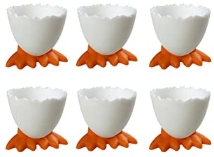 6 Pcs Egg Cups Cartoon Egg Holders Soft Hard Boiled Egg Cups for Breakfast Brunch Soft Boiled Egg(White)