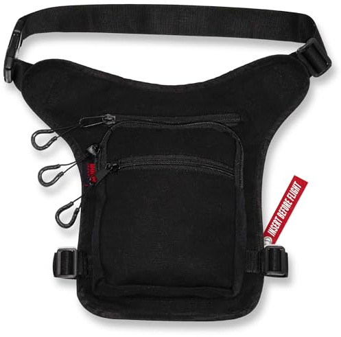 Riñonera Moto (+Llavero) 3 Bolsillos Antihumedad Pernera Lateral Hombre - S,M,L,XL,XXL - Bolsa Pierna Trabajo Tela Gruesa Versátil Zippers Fácil Apertura