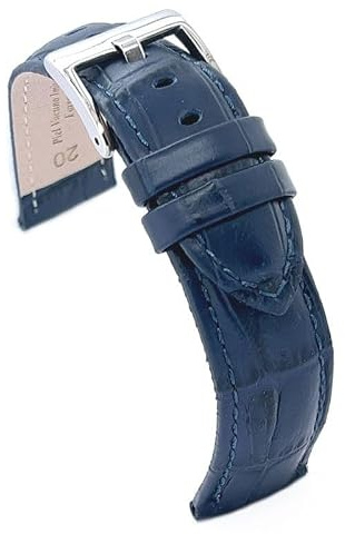 diloy Sportliches gepolstertes Uhrenarmband Rindsleder Krokoprägung quadratisch – Größen 14mm 16mm 18mm 20mm 22mm 24mm 26mm 28mm 30mm – Elegant und widerstandsfähig 368