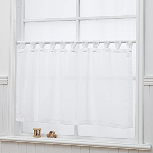 NSXIN Scheibengardine Voile Bistrogardine mit Schlaufen Transparente Vorhang Moderne Fenstervorhang Gardine Gaze Schals Fensterschal für Küche Wohnzimmer Landhaus (HxB 60x90cm,Reines Weiß)