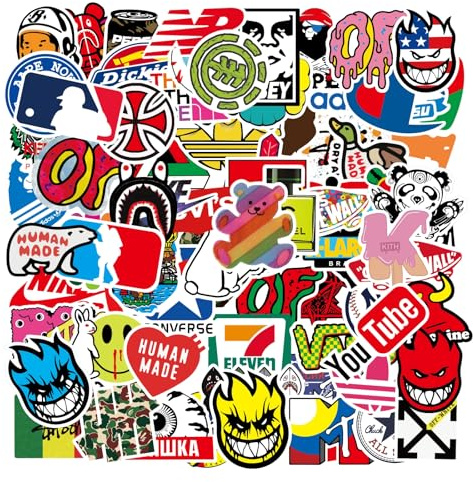 Loahayeii Cool Brand Skateboard Stickers Pack 100PCS Waterproof Skate Stickers for Water Bottle Laptop Luggage Motorcycle, Skateboarding Stickers Decals for Teens Boys Adults