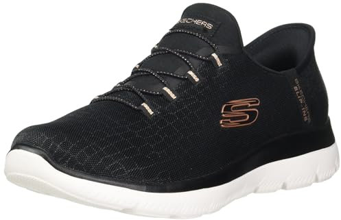 Skechers Summits Classy Night Sneaker da Donna, Senza Lacci, Senza Lacci, Nero Oro Rosa, 38 EU
