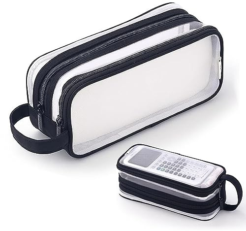 X SIM FITNESSX durchsichtig Federmäppchen Mäppchen Teenager Federtaschen Groß Etui Schule Big Pencil Case Büro Federtasche Erwachsene Transparent (Schwarz)