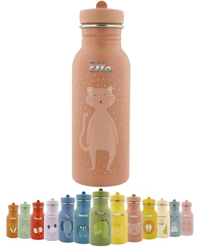 upstitch studio Trinkflasche personalisiert für Kinder, Trixie Flasche personalisiert mit Namen (350ml 500ml) Edelstahl BPA- frei, auslaufsicher, rostfrei