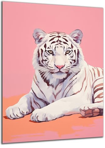 DARO Design - Wand-Bild Abstrakt weißer Tiger Pop Art auf 6mm HDF 84x56 cm - Wand-Deko Bilder Geschenk