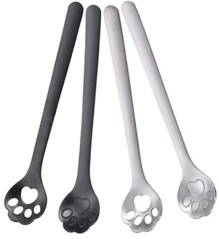 HOLIDYOYO 4 Pezzi Cucchiai in Acciaio Inossidabile Da Caffè a Forma Di Di Gatto Cucchiai Per Dessert e Dolci Portatili e Decorativi Per Uso Quotidiano e Hotel