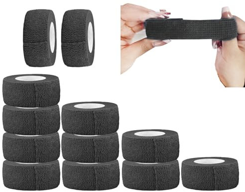 ANAMPION Selbstklebender Verband, 2.5cmx4.5m Non-Woven Selbsthaftende Bandage für Mensch und Tier, Flexibel Elastische Binde für Sport,Haustiere (Schwarz)