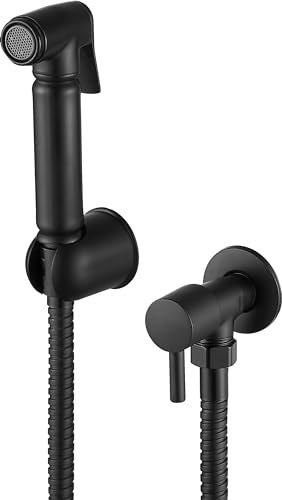Xcel Home Black Brass Bidet Douche Set | Muslim Shower for Toilet Bathroom | Wall Mounted Bidet Hose Set for Hygiene | Included 1.2m Hose and Wall Bracket Holder with On/Off Switch Valve - 1 Set