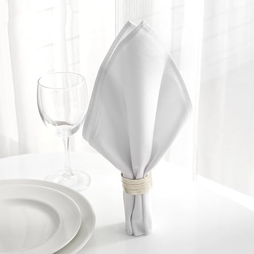 6 tovaglioli in tessuto, 30 x 30 cm, lavabile, tovaglioli, in cotone, per cene di famiglia, feste, matrimoni, compleanni, decorazione da tavolo, caffè, ristorante, cucina, bianco