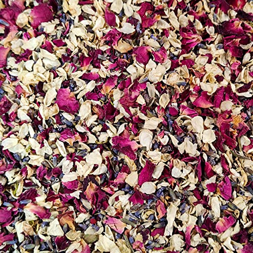Natural 100% Biodegradable Confetti Wedding | 2 LITRE (30 Guests) of Dried Flowers Confetti: Burgandy Rose Petals, Jasmine and Lavender | Eco-Friendly & 100% Biodegradable | Suitable for 25-30 Guests