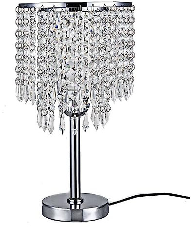 SAUADY Tischlampe Moderne Kristall Metallfuß Leichte Luxus Weiß Nachttischlampe Schreibtischlampe für Schlafzimmer Wohnzimmer Büro Hotel E27 20 * 38cm