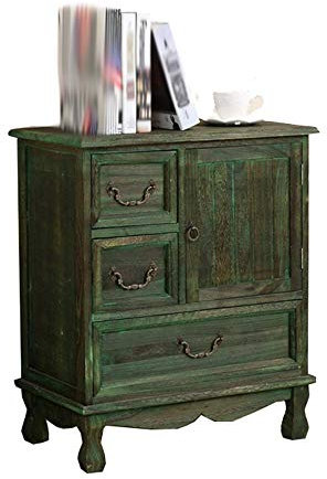 Nachttisch Nachttisch Nachttisch | Alter Holzschrank | Spind Nachttisch | Große Schublade mit großer Kapazität | Schlafzimmer Holzschrank Rahmenstruktur (Farbe: Grün, Größe: 57 x 31,5 x 67 cm)