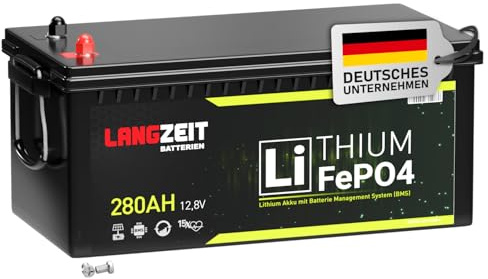 LANGZEIT LiFePO4 280Ah 12V Lithium Batterie Wohnmobil Solarbatterie 300Ah