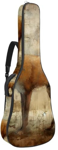 Wasserdichte Gitarrentasche mit Taschen und Schutzfutter, passend für 40/41/42 Zoll Gitarren, Vintage Waschbär Muster, Mehrfarbig Nr. 04, 42.9x16.9x4.7 in, Gitarrentasche