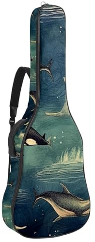 Bassgitarrentasche mit Vintage Sea World Wal, Tasche für Akustikgitarre, 101,6 cm (40 Zoll) E-Gitarrenkoffer, wasserdichte Oxford-E-Gitarre, Gigbag für akustische Konzertgitarre, Ukulele, Vintage Sea