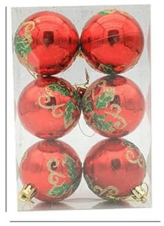6 Stück/Box, 6 cm, transparente Weihnachtskugeln zum Bemalen, Christbaumschmuck für Zuhause, Weihnachtsdekorationen-grüne Blätter-6 cm