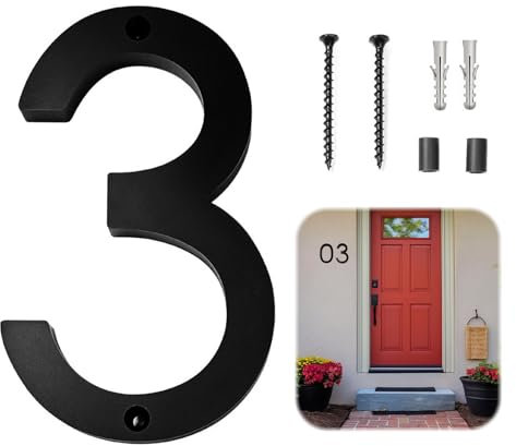 Yuqilin 3D Numero Civico Esterno,Galleggiante Acrilico Numeri Civici Impermeabile Targhe Personalizzate Nero,per Porte Uffici Cassette Postali Appartamenti Armadietti Garage (3)