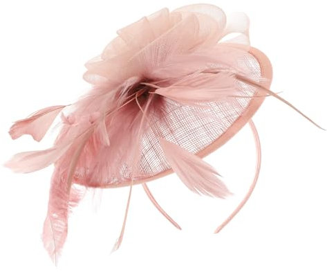 DEARMAMY 1satz Fascinator Hut Mit Mesh Und Federn Für Tea Party Hochzeiten Brautjungfern Und Besondere Anlässe Elegantes Haaraccessoire Für Damen Nude