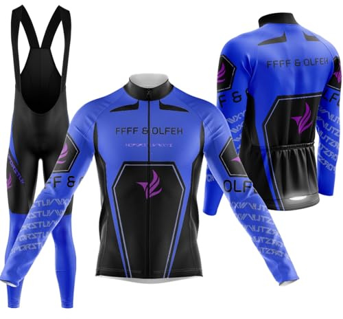 Abbigliamento Ciclismo Uomo Invernale Completo Abbigliamento Ciclismo Bici Pile Maglia Tuta Bicicletta,Vello Giacca e Pantaloni Salopette con 9D Imbottiti Gel