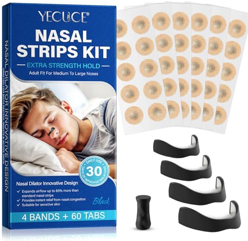 Magnetic Nasal Strips 60pcs, Magnetic Nose Strips for Breathing, Anti-Snore Devices for Men and Women, Nose Breathing Strips Magnet for Better Sleep - Sweat Resistant, Skin Safe Nasal Strips Kit