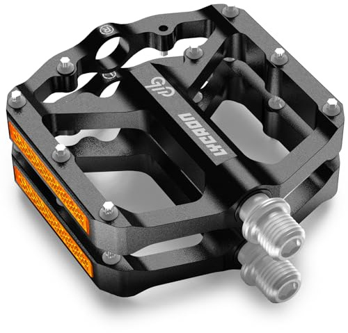 LYCAON Pedales de Bicicleta - Bicicleta de Carretera/montaña MTB Pedales, 3 rodamientos CNC aleación de Aluminio Antideslizante CR-MO Husillo Pedal, 9/16 Pulgadas Pedales BMX Road Bike (Negro)
