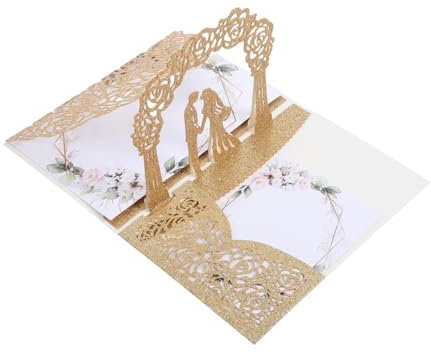 OSALADI Hochzeitskarte Mit Gewölbter Tür Und Glitzerrosen-design Set Mit Umschlägen Und Innenpapier Für Brautparty Babyparty Und Verlobungsfeier