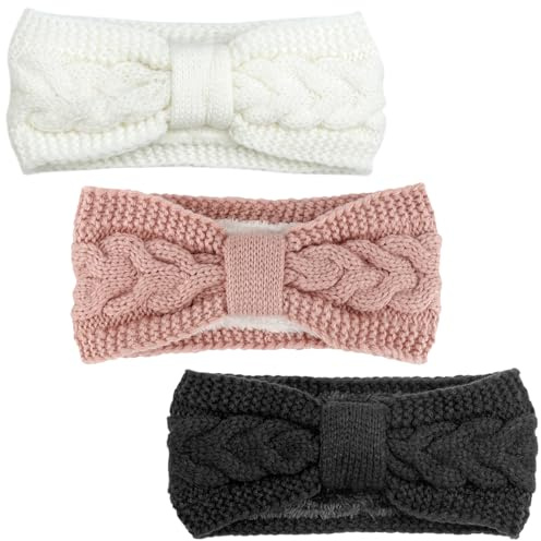 DRESHOW Femmes Chaud Tricoté Bandeau Hiver Oreille Plus Chaud Crochet Tête Enveloppe épais Polaire Doublure Cheveux Bandes