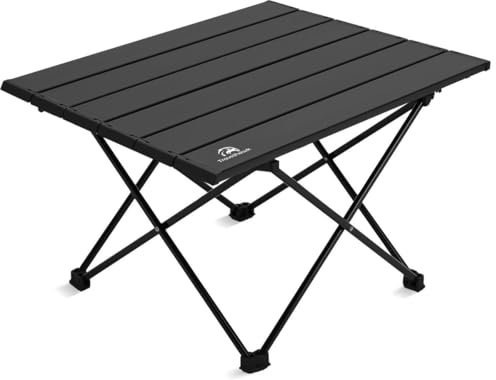 TravelHawk Campingtisch Klappbar - 56x40x40 cm - Klapptisch Klein, Tragbarer Aluminium Gartentisch mit Tragetasche, Faltbar, Belastbar bis 30 kg, Ideal für Camping, Garten, Festival & Angeln