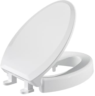 SAMODRA Raised Toilet Seat Riser, White, 3 Inch High Elevated Toilet Seat for Seniors, Soft Close, Easy Install & Clean (Elongated)