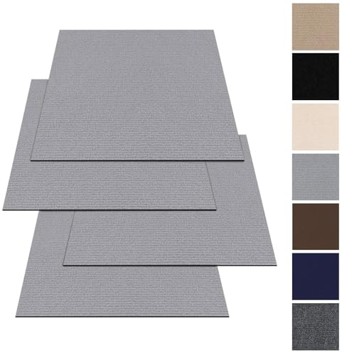 Teppichfliesen 30x30cm Teppichfliesen Selbstklebend - 10 Stück Set - 0.9m² - Teppichboden, Teppich Fliesen mit Rückendeckung, Strapazierfähiger Teppich Bodenbelag für Wohnung, Büro, Gewerbe, Hellgrau