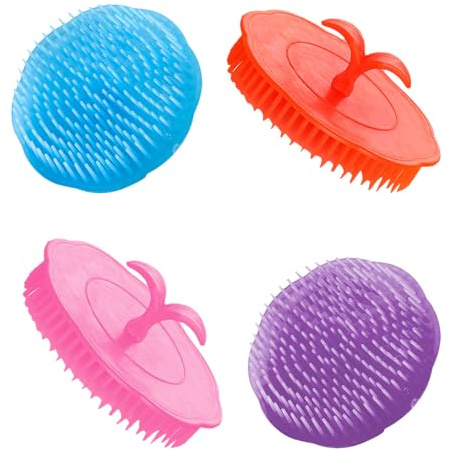 Gogogmee 4 Stück Pe Kopfhautmassagebürsten für Haarwäsche und Peeling Strapazierfähig ohne Verformung für Entspannende Kopfhautmassage Zuhause Zufällige Farbe