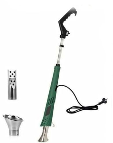 Désherbeur thermique électrique portable, brûleur de mauvaises herbes professionnel 2000 W avec 2 buses, outils de jardin désherbant, température maximale 650 °C, for jardin, terrasse, allée(Green)