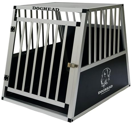 DOGHEAD Hundetransportbox Ecoline, Single 65x85x69 cm, Schwarz, Aluminium, Beidseitig Abgeschrägt 75°, Nicht für Kombis geeignet