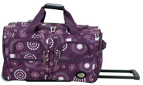 Rockland 22 Polyester Rolling Duffel Bag, Purple Pearl