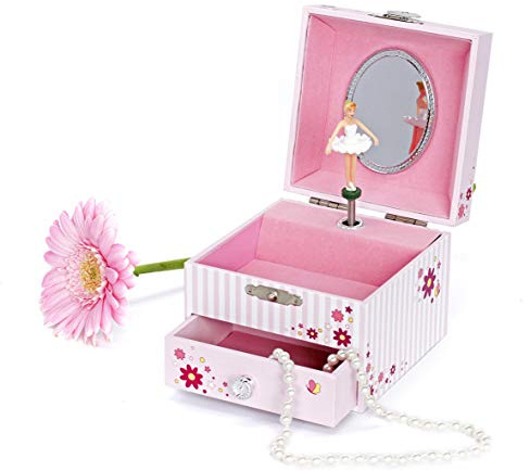 Trousselier - Ballerina - Musikschmuckdose - Spieluhr - Ideales Geschenk für junges Mädchen - Phosphoreszierend - Leuchtet im Dunkeln - Musik Aufforderung zum Tanz - Farbe rosa