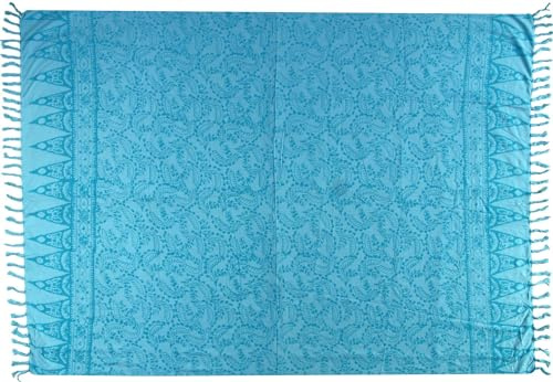 Wogeka Sarong – Blickdichtes luftiges Strandtuch in Blau Hellblau für Damen & Herren als Pareo Wickelrock Cover Up Strandkleid Wrap für den Strand 02